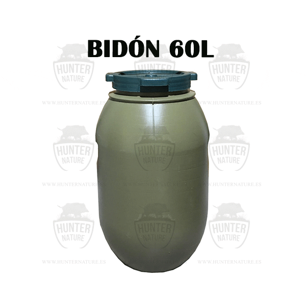 bidon-comedero-automatico-caza-dispensador-60L-jabali-aguardos-verde-hunternature