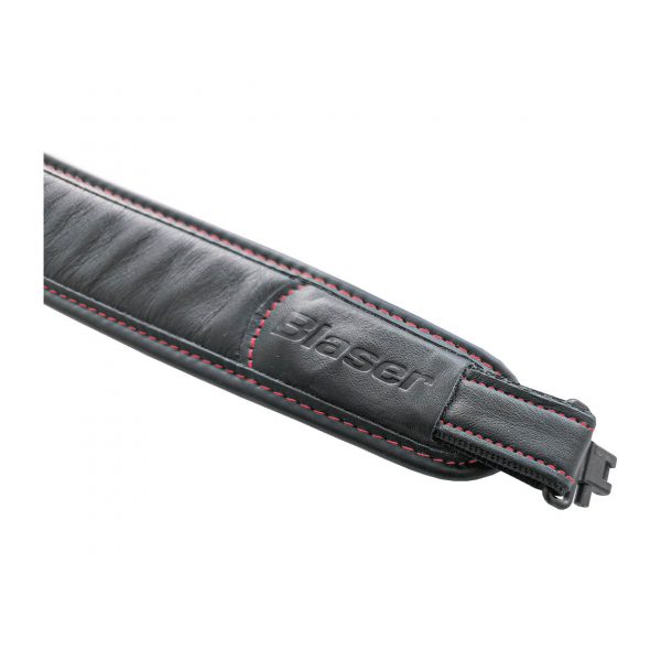 Correa para rifle Blaser Monza cuero negro y costura roja