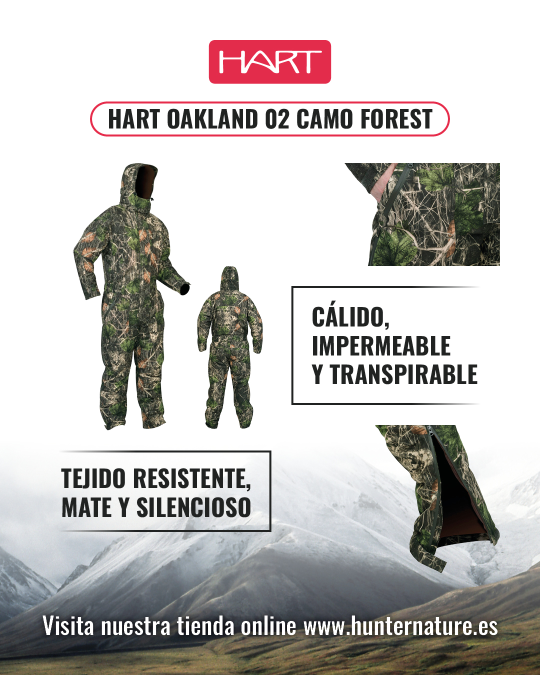 Mono de caza para esperas Hart Oakland 02 camo forest