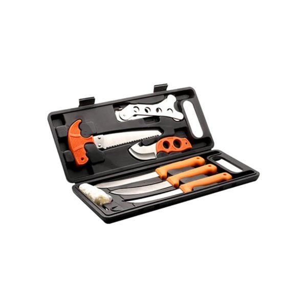 Set de 3 cuchillos de caza con sierra, separador de caja torácica y afilador Buffalo River