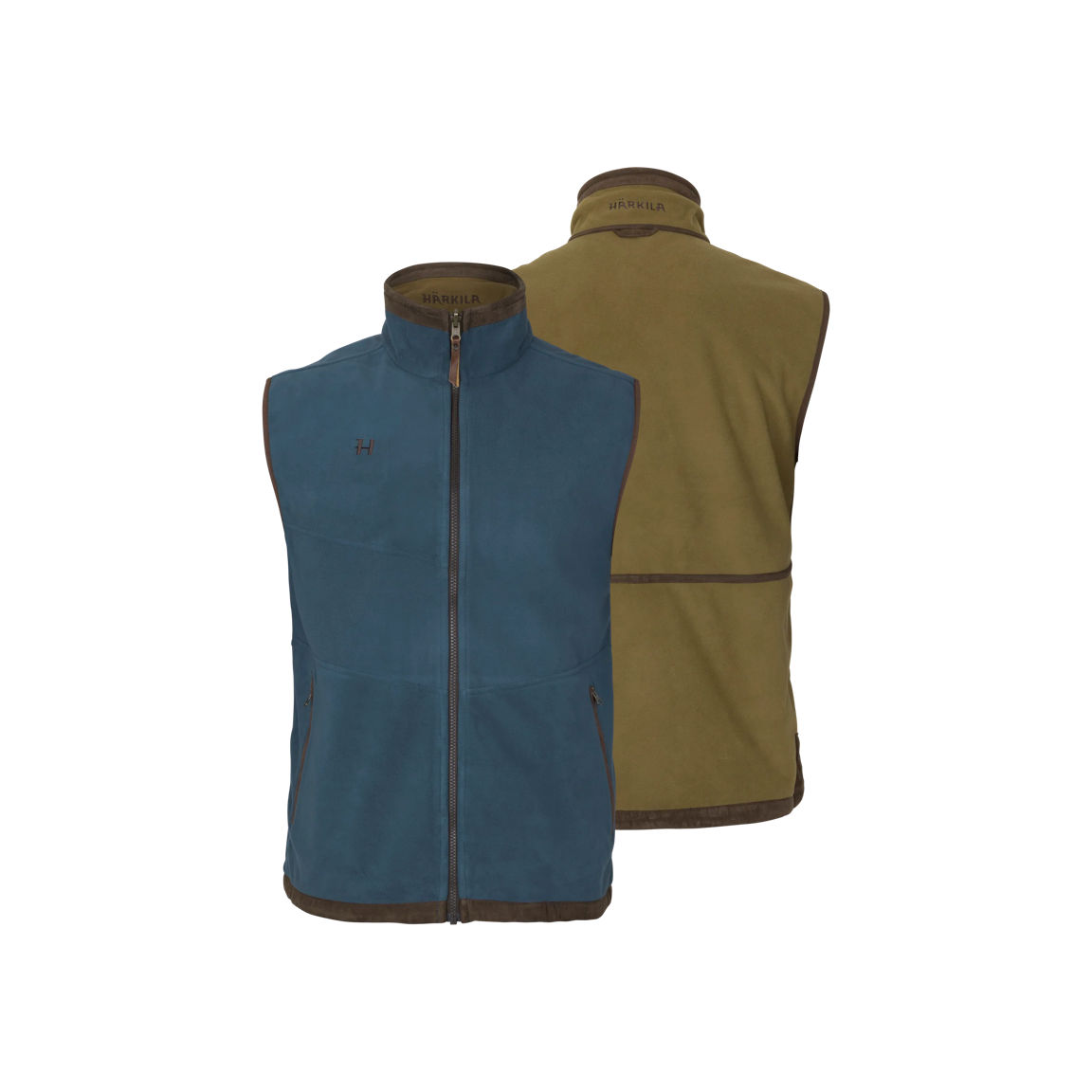 Chaleco reversible de caza Harkila Kamko Estate WSP verde y azul (1) Chaleco polar reversible de caza Harkila Kamko Estate WSP verde y azul