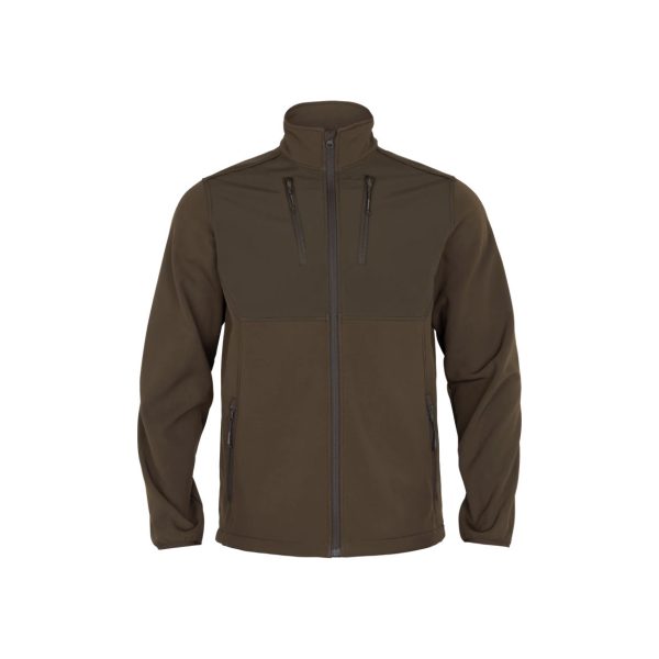 Chaqueta polar de caza Harkila Scandinavian Softshell verde y marrón