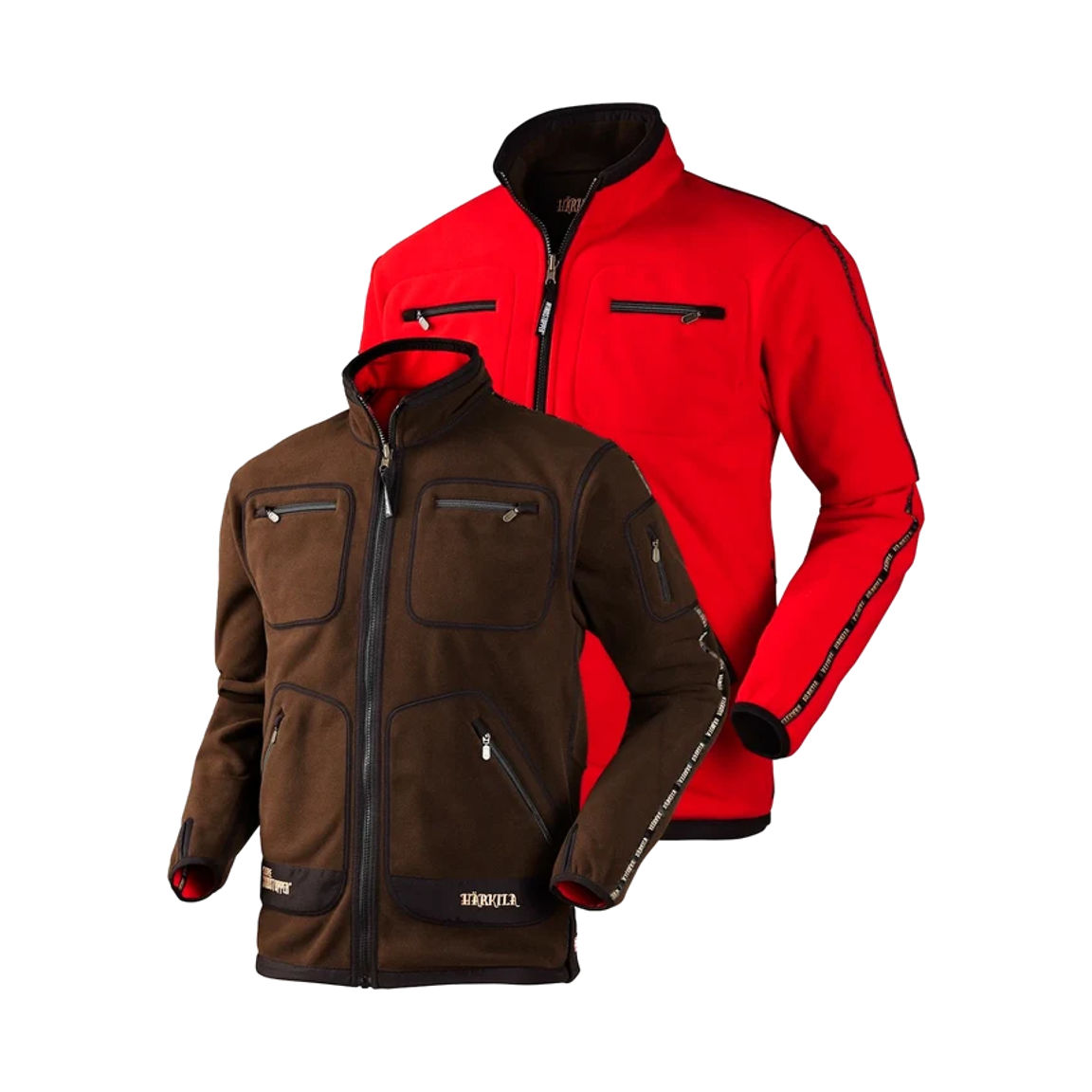 Chaqueta polar reversible de caza Harkila Kamko marrón y rojo (1) Chaqueta polar reversible de caza Harkila Kamko marrón y rojo