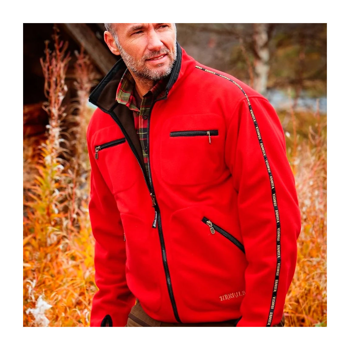 Chaqueta polar reversible de caza Harkila Kamko marrón y rojo (6) Chaqueta polar reversible de caza Harkila Kamko marrón y rojo